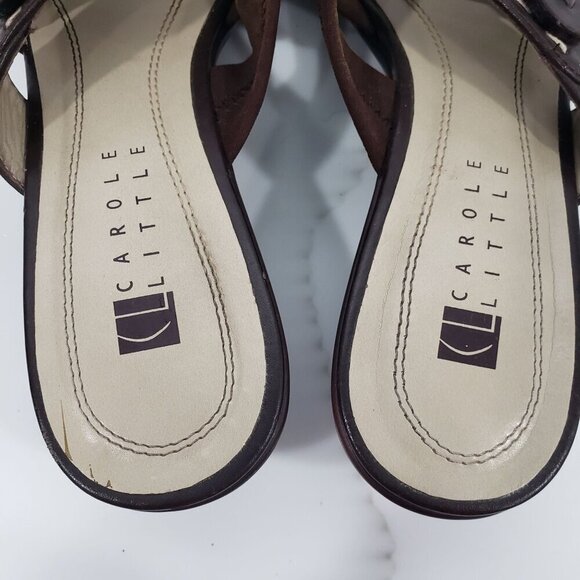 Carole Little Strappy Wedge Sandal Open Toe Slip On Brown Boho Comfort Size 7M - Picture 10 of 11